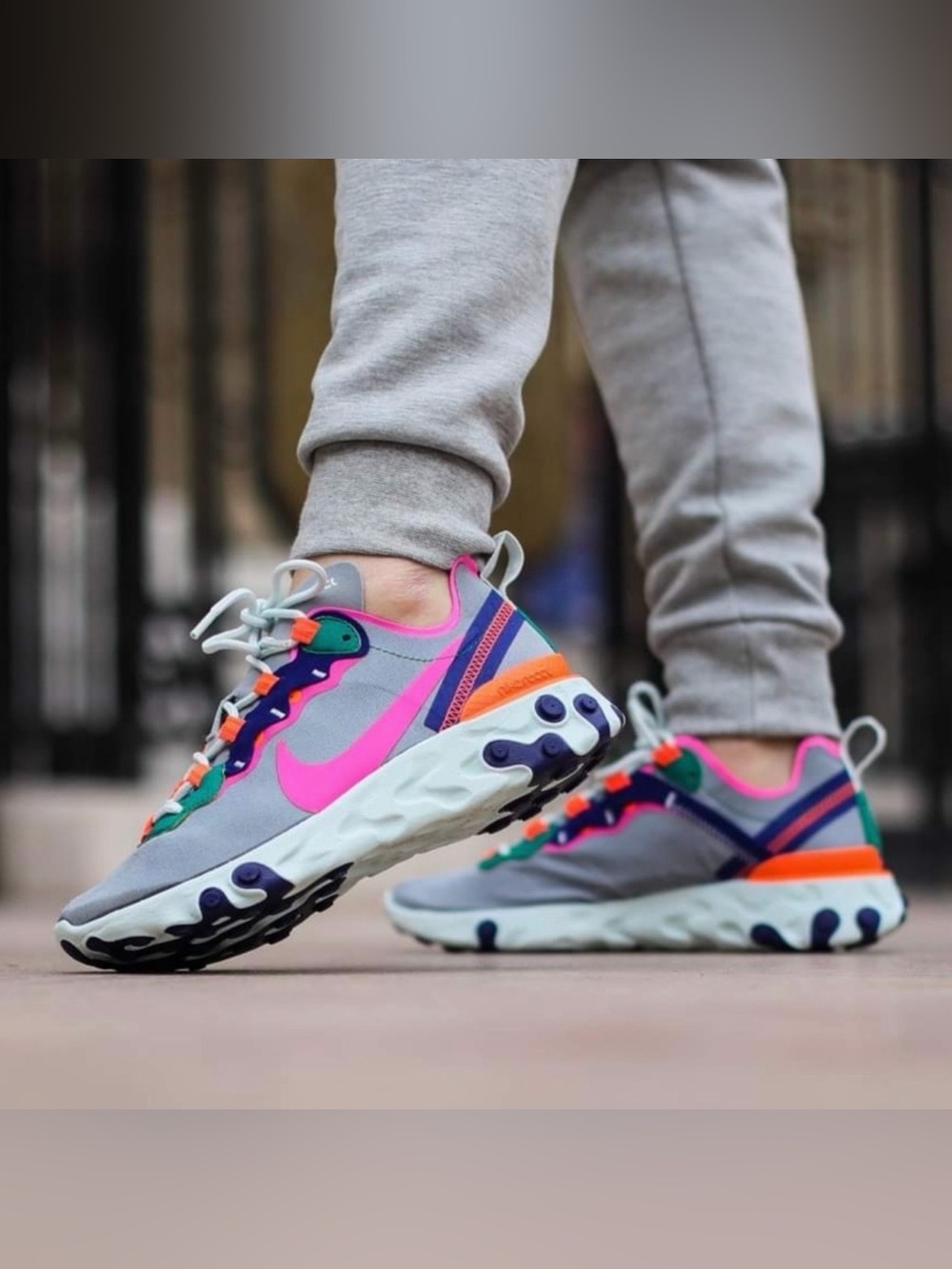 Nike React Element 55 ‘Wolf Grey Fuchsia’Women Sneakers - SZ 9